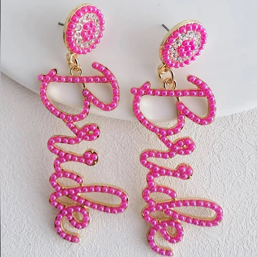 ‘Bride’ Hot Pink Drop Earrings